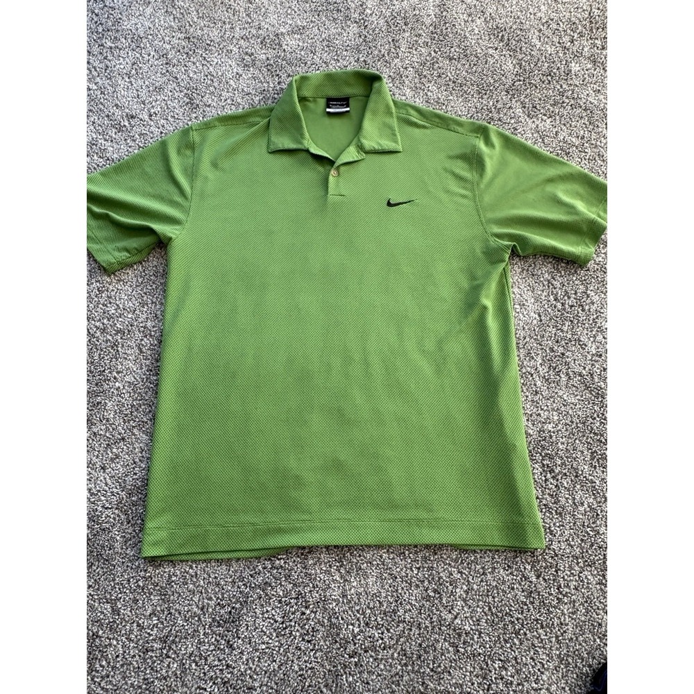 Nike Golf Dri Fit Mens Shirt Polo Green Soft Mesh Design Size Medium‎ - Picture 3 of 8
